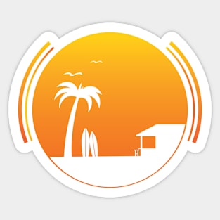 Summer Sunset Palm Tree Beach Ocean Artistic Paradise Sticker